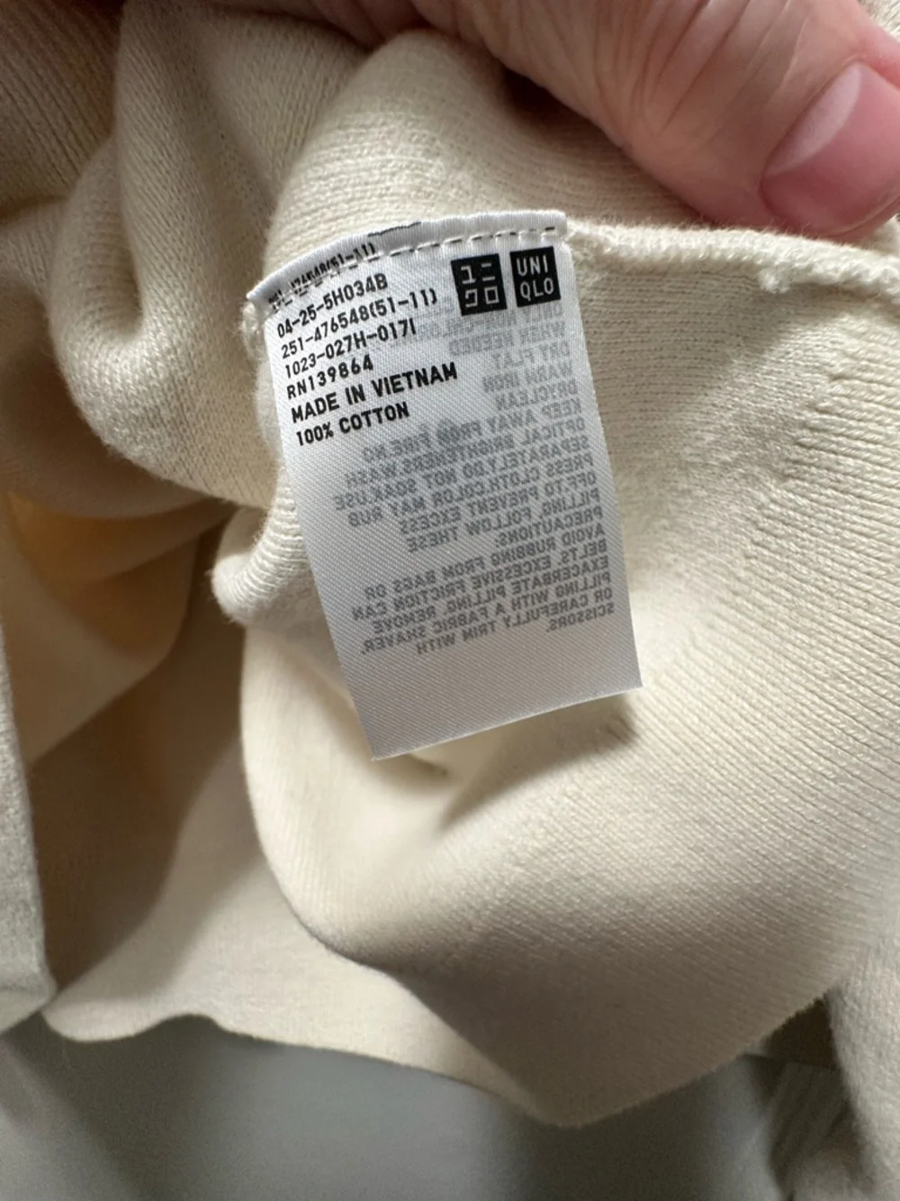Uniqlo Cream Knit V-Neck Smooth Cotton Polo Sweater Sz XXL
